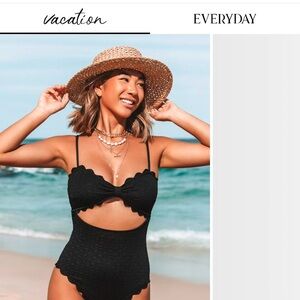 Black Scalloped Swimsuit